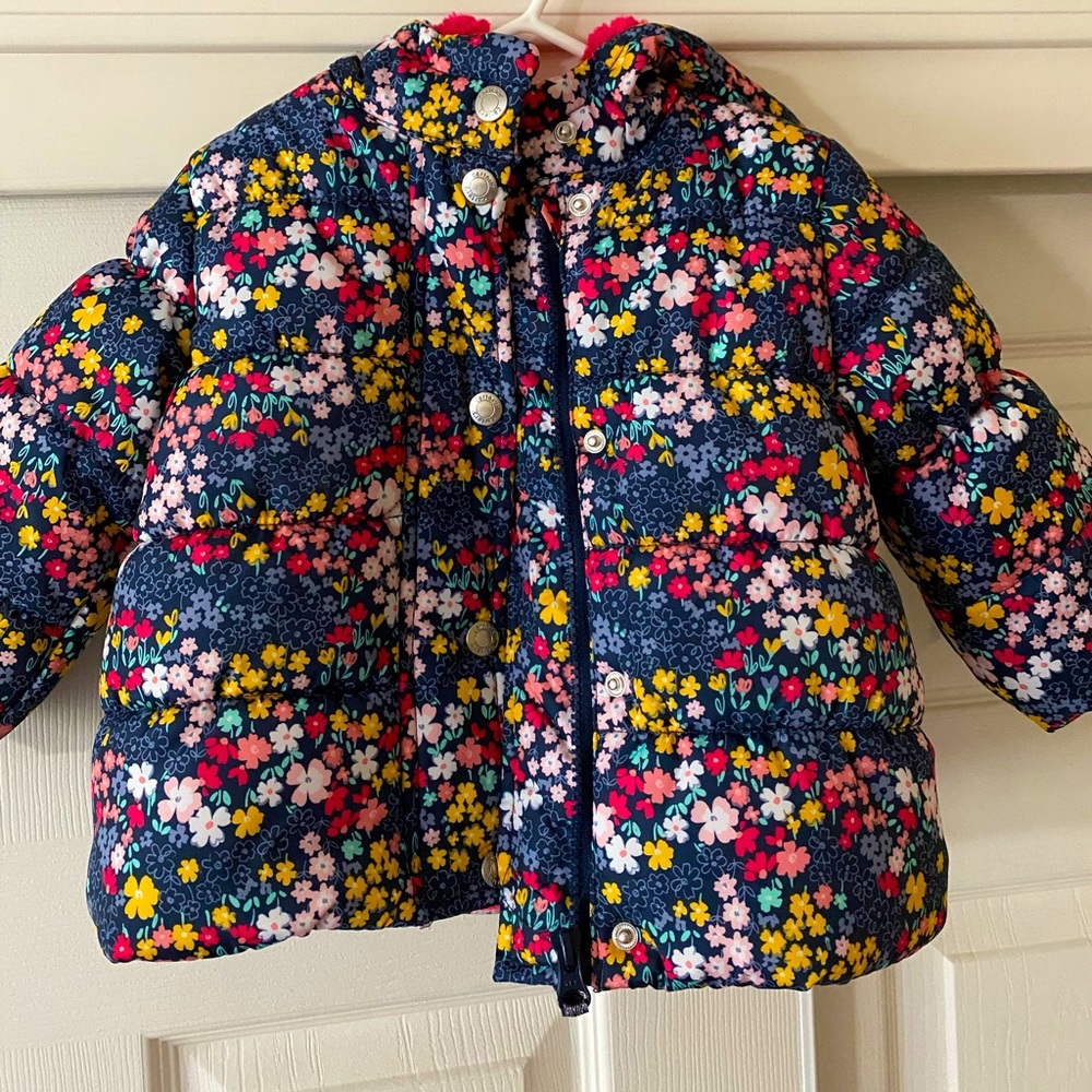 Floral Carter’s size 12mo hooded puffer coat.
